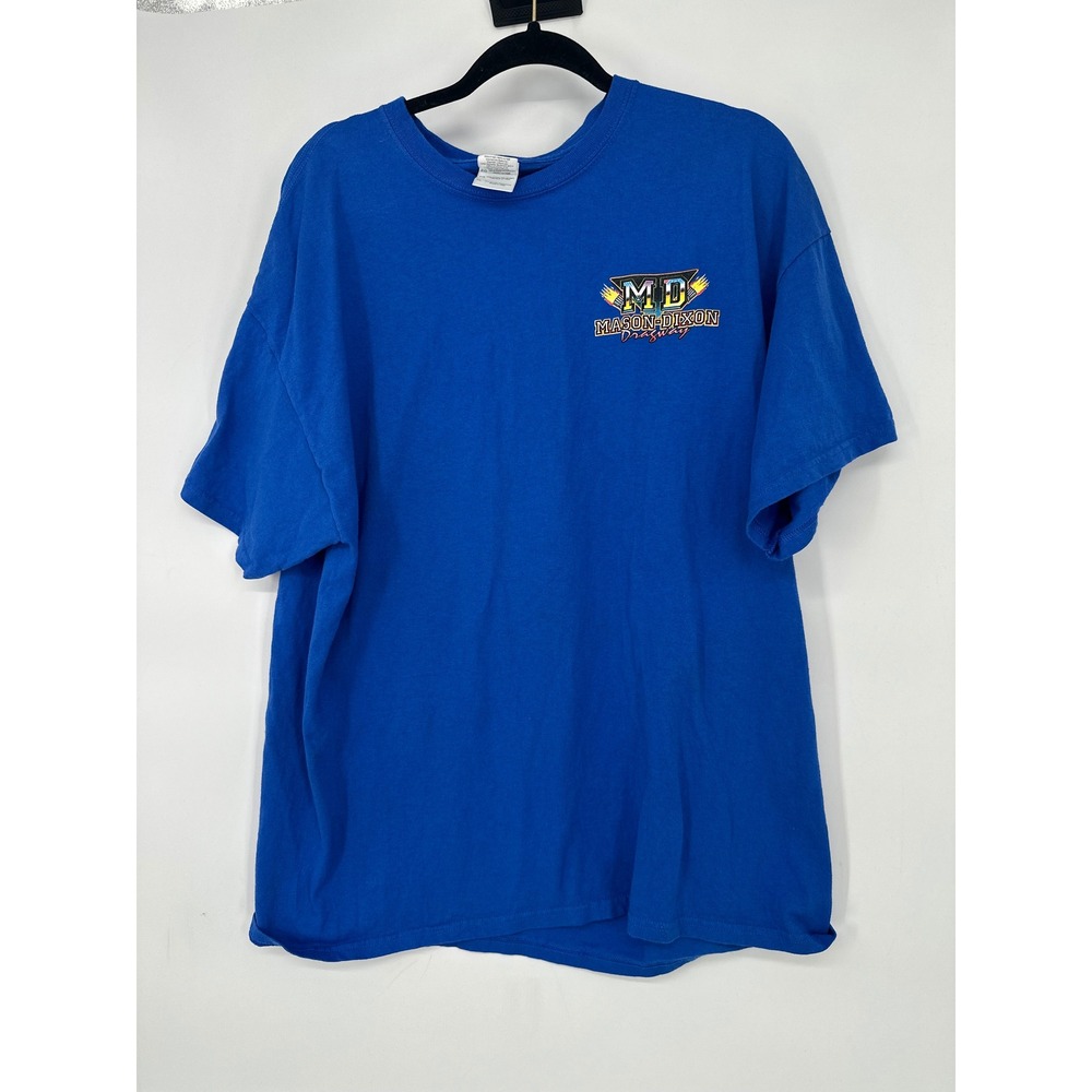 Mason-Dixon Dragway T Shirt Men XL Blue Drag Racing Graphic Tee Gildan Car Auto